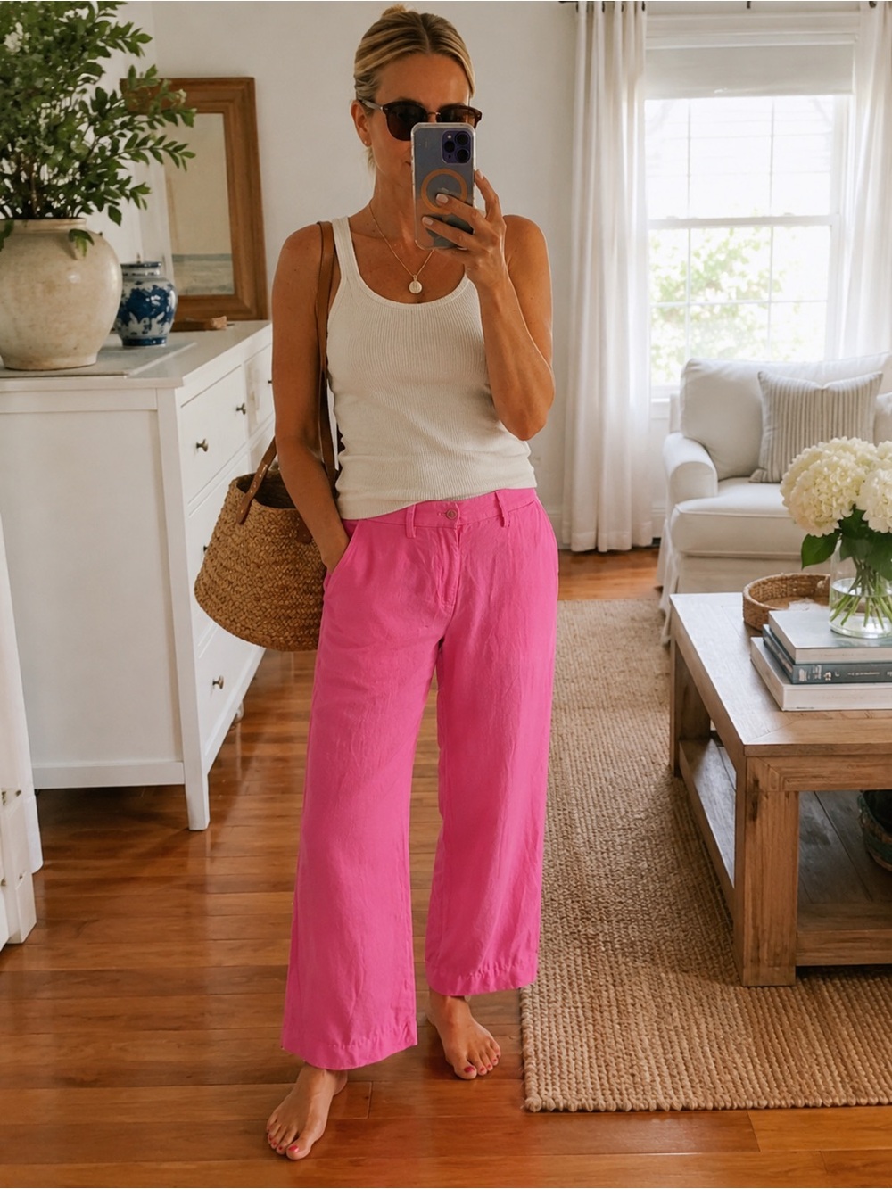 Ralph Lauren Pink 100% Linen Wide Leg Pants Size 2 - Picture 3 of 10
